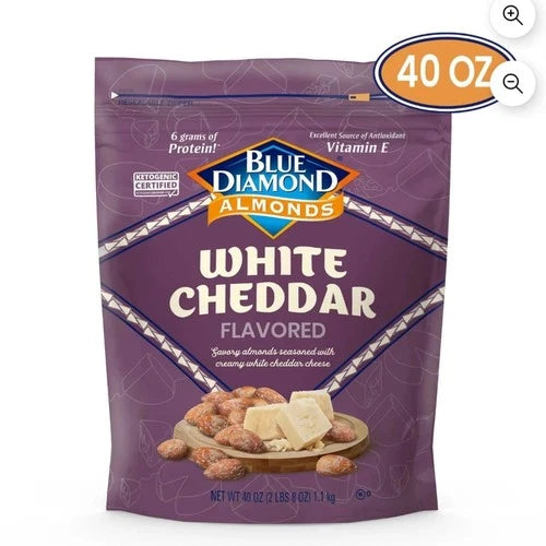 2 Pack Blue Diamond white cheddar almonds 40 oz. Same day Delivery